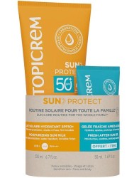 Набор Topicrem Сан протект - молочко увлажняющее солнцезащитное SPF50 + желе освежающее после загара 200 мл + 50 мл