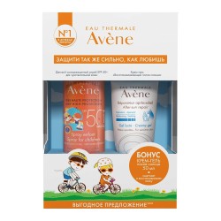 Набор Avene детский солнцезащитный спрей SPF 50+ и крем-гель восстанавливающий после солнца 200 мл + 50 мл