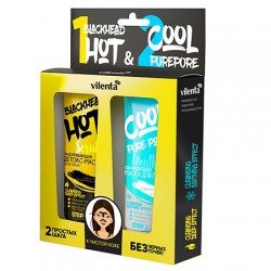 Набор Vilenta маска для лица Блэкхид Хот детокс разогревающая с белой глиной и древесным углем + маска для лица Кул Пьюр Пор охлаждающая с белой глиной и цинком против черных точек 50 мл + 50 мл
