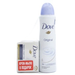 Набор, Dove (Дав) 150 мл + 75 г дезодорант-спрей Оригинал + крем-мыло Нежное отшелушивание